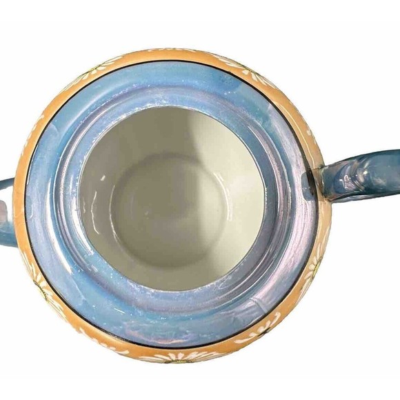 Vintage Lusterware Iridescent Hand Painted Floral Teapot with Lid made in Japan - Picture 10 of 12